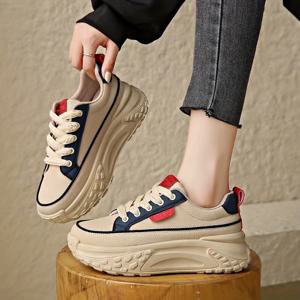 TEMU 여성 캐주얼 플랫폼 운동화, 패션 운동화, 편안한 chunky 솔 로우 탑 레이스업, 일상 착용을 위한 다재다능한 신발|운동화|신발|여성운동화