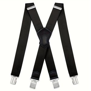 TEMU 남성용 옥수수알이 무늬 벨트 4cm 폭, 4개의 강력한 금속 클립이 달린 헤비듀티 서스펜더, 모든 남성과 여성에게 맞는 조절 가능한 탄력 있는 X자형, 작업용 청바지, 작업바지, 점프수트, 바지 등에 적합