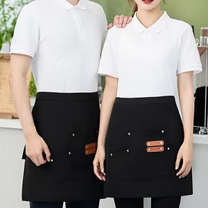 TEMU 레스토랑 서비스 직원을 위한 캔버스 허리 앞치마, 짧은 길이의 서버 하프 앞치마, 휴대용 포켓이 있는 내구성 있는 짠 직물, 티 숍을 위한 휴대가 편리한 작업 앞치마, 염색 스타일리스트 유니폼 - 단색
