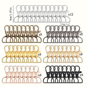 TEMU 60개 아연 합금 키체인 키트, 클래식 컬러, 터너블 D자형 로브스터 버클, DIY 크리에이티브 키 펜던트 만들기 액세서리