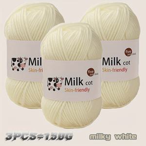 TEMU 150g 중간 거친 소프트 밀크 원사, 손으로 짜는, DIY 재료 만들기, 공예 실, 꽃 작은 선물, 니트 스웨터, 모자, 스카프, 중간 거친 원사, 원사 볼, 3개/팩|스카프|뜨개실
