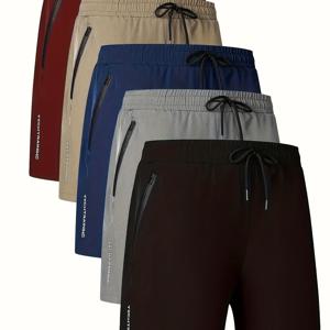 TEMU 남성용 캐주얼 스포티한 5개 세트 - 반바지, 티셔츠, 조깅복, 후드티, 탱크탑 - 빨강, 검정색, 파랑, 베이지, 자두색 - 폴리에스터 혼방, 드로스트링 허리, 편안한 핏으로 캐주얼한 옷을 입을 수 있습니다, 레저 의류|캐주얼 스타일|폴리에스터 혼방