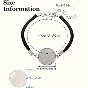 TEMU 5개 DIY 주얼리 만들기 키트: 20mm 서브리메이션 팔찌 공예용 가죽 스트랩, 금속 클라스프 & 체인 + 16개의 라운드 유리 카보숑 - 팔찌 만들기, 주얼리 공예용품에 완벽함