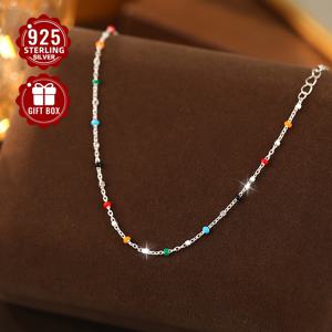 TEMU VIGG Boho 귀여운 1pc 925 스테인레스 스테인레스 스테인레스 실버 비즈 브레이슬릿, 여름 일상 선물, 도금 없음, 합성 지르콘 다이내티 체인