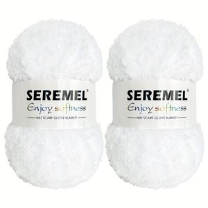 TEMU 세레멜 소프트 코랄 벨벳 실, 2개 세트 100g, 무늬가 있는 실로 뜨개질, 크로셰, 바느질, DIY 공예용, 총 80야드, 폴리에스테르, 다양한 색상 - 스웨터, 담요, 모자 및 가방에 완벽함
