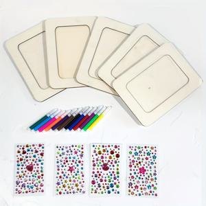 TEMU 21개 DIY 사진 프레임 페인팅 공예 키트 - 5개 미완성 나무 프레임, 12개 컬러풀 페인트 펜, 4장 스티커 개인화 사진 프레임, 가족 및 가정 장식에 완벽, 사진 프레임 용품 | 클래식 스타일 프레임 | 나무 프레임 재질, 사진 프레임 장식