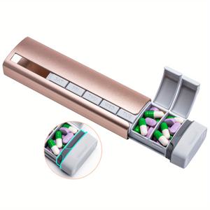 TEMU 1pc TravelMate 폴리프로필렌 알약 정리함, BPA 프리 일일 약 상자, 트리플 보호 기능, 건강 보조제 및 비타민을 위한 휴대용 캡슐 홀더, 견고한 알루미늄 합금 구조
