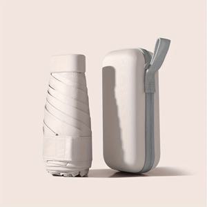 TEMU 캡슐 모양의 보관 상자가 있는 미니 단색 접는 우산, 남성 및 여성을 위한 캐주얼 경량 휴대용 방풍 및 방수 우산|폴딩박스