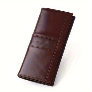 TEMU 여성용 RFID 정품 소 가죽 롱 지갑 빈티지 대용량 신용 카드 가방 지퍼 클러치 캐주얼 동전 지갑 선물|카드지갑