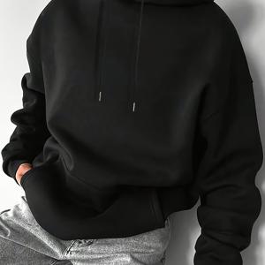 TEMU 남성용 단색 후드 티셔츠, 캥거루 포켓, 캐주얼 드로우스트링 긴팔 후드 스웨트셔츠, 야외용