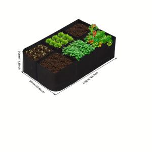TEMU 6개 셀로 나눠진 시니마카 화분, 55 갤런, 4x2x1 피트, 야외 식물을 위한 심기 가방 - 야채, 감자, 꽃, 허브를 위한 심기 가방 - 직사각형 심기 용기, 야외 정원을 위한 화분 가방