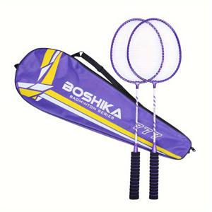 TEMU 1쌍 BOSHKA 경량 배드민턴 라켓 세트 - 튼튼한 나일론, PA 소재, 휴대용 케이스 및 실외 연습, 훈련 및 엔터테인먼트용 셔틀콕 포함|셔틀콕