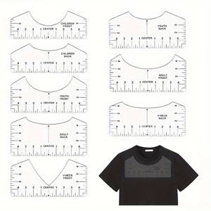 TEMU 8피스 멀티 컬러 티셔츠 스티칭 자 세트 - 정밀 V넥 & 라운드 넥 디자인 도구, 튼튼한 PVC, DIY 창작 프로젝트 및 히트 프레스 크래프터용 사용이 간편한, 티셔츠 제작 용품