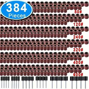 TEMU 알루미늄 산화물 그릿이 포함된 네일 드릴 비트, 회전 공구 및 액세서리 키트를 위한 384피스 마운티드 포인트 사포 롤 세트