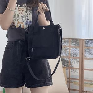 TEMU 캐주얼 여성용 싱글 숄더백, 두꺼운 나일론 런치백, 한국 스타일 멀티포켓, 3D 토트백, 사무실 여성용 신상, 손잡이 또는 크로스바디 백, 심플하고 다용도 어깨가방|크로스백|토트백