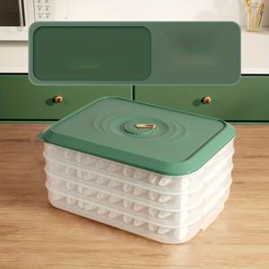 TEMU 1Pc 3/4 겹 만두 상자, 가정용 냉장고 냉동고용 특수 밀봉 신선 보관 상자, 다층 대용량 급속 냉동 식품 만두 보관 상자, 주방 용품|냉동고