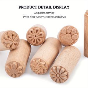 TEMU 7pcs 목재 도자기 도구, 스탬프, 기둥, 목재 스탬프, 천연 목재 스탬프, 그리고 크리스마스 및 생일 선물 DIY용 점토 스탬프 혼합