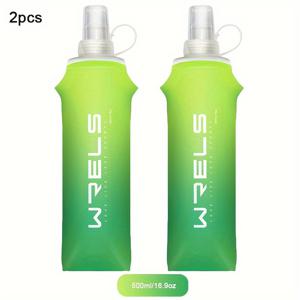 TEMU WRELS 접이식 실리콘 물병 2개 세트 - 250ml & 500ml, BPA 프리, 하이킹, 러닝, 사이클링용 접을 수 있는 TPU 플라스크 - 그라데이션 색상(핑크에서 블루까지, 노랑에서 녹색까지, 오렌지에서 레드까지) - 손세탁 전용, 하이킹용 워터 보틀