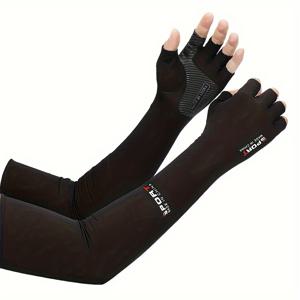TEMU Bubu Sport 풀 핸드 장갑 - 부드럽고 편안하며 통기성이 좋으며 조절 가능한 긴팔 팔 따뜻이 외출 활동용, SPORT 로고가 있는 검정색, 야외용 장비 | 조절 가능한 장갑 | 텍스처