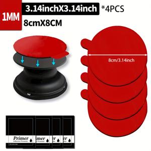 TEMU 4/6/8개 대형 양면 라운드 접착 스티커 패드 - 라운드 80mm 3.14인치 내열성 양면 자체 접착 패드, 범용 대시보드 자동차 모바일 폰 흡착컵 거치대/운전 레코더/카메라/GPS용