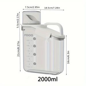 TEMU 1개 2000ml/2800ml 애완동물 사료 보관용기 스케일 포함 - 측정컵 및 손잡이가 있는 밀폐 건식 사료통 - 쉬운 급식용 방습 개 및 고양이 사료 디스펜서