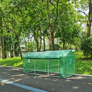 TEMU 휴대용 고탄력 온실, 방충망 및 롤업 지퍼 문 포함 - 6x2.3x3피트 실내/외부 정원 재배용 하우스, 투명/화이트 PE 커버, 견고한 프레임 및 이동성 쉬운 바퀴, 롤업 도어 디자인 | PE 소재 커버