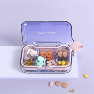 TEMU 1개 4/7 구획 밀폐 약 정리함 케이스 - 식품용 폴리카보네이트, 여행 및 일상 사용을 위한 방수 투명 주간 약 보관 상자, 안전한 뚜껑 포함 | 휴대용 약통 | 내구성 있는 폴리카보네이트, 가방용 약통