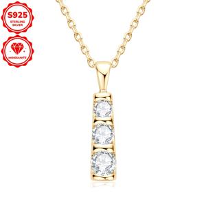 TEMU 무게: 2.91g, 모이사나이트 사이즈 각각 4 3.5 3mm, 총 캐럿 무게 0.6ct, 라운드 0.6ct 모이사나이트 펜던트가 달린 1줄 여성용 패션 목걸이, 925 스털링 실버