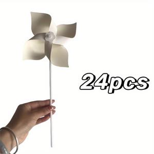 TEMU 24개 DIY 화이트 페이퍼 바람개비 키트 - 컬러풀 디자인의 페인트-유어-옵 크래프트 풍차, 예술 및 공예에 이상적, 컬러링 파티 선물, 여름 활동 세트, 배터리 필요 없음, 깃털 없음