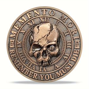 TEMU 메멘토 모리 코인 스컬 리리프 챌린지 코인 세트, 빨간 구리 짐 금속 합금으로 코팅, 스컬 기념 코인, 생명의 나무 스토익 기념 코인, 친구에게 선물로 주거나, 침착한 nhắc음을 위해 사용할 수 있습니다.