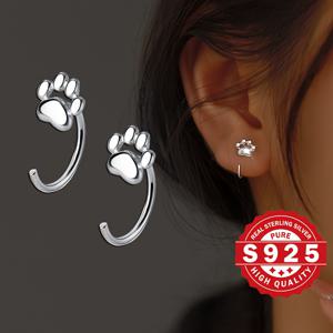TEMU 귀여운 고양이 발을 달고 있는 귀여운 귀걸이, S925 스테인리스 실버 - 저 알러지, 애완동물 사랑하는 사람들을 위한 이상적인 크리스마스 선물, 모든 상황의 보석, 애완동물 사랑하는 사람을 위한 선물 | 재미있는 디자인 | 스테인리스 실버 귀걸이