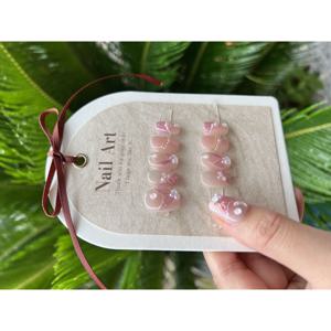 TEMU 수제 인어 버블 프레스온 네일 10개 세트 - 짧은 발레 형태, 광택 핑크색과 3D 꽃 장식, 재사용 가능한 탈착형 매니큐어 스티커로 멋진 미라클을 위한 빠른 뷰티 픽스 | 무광 네일 디자인 | 화려한 제품