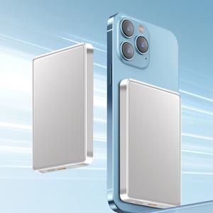 TEMU USB-C가 있는 5000mAh 자석 무선 파워 뱅크 - 애플 15/14/13/12 및 에어팟용 고속 충전 호환, 휴대용 충전기|보조배터리