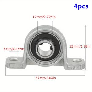 TEMU 4Pcs KP000 베어링 베개 블록 10mm 보어, 더블 실드 ZZ 베어링 강철 장착 볼 베어링