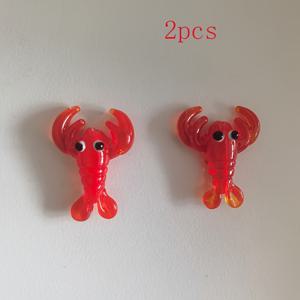 TEMU REMOHS 수제 귀여운 동물 바닷가재 유리 비즈 - DIY 팔찌, 목걸이, 열쇠고리, 장식용으로 적색 유약 장식 비즈 - 2개 묶음