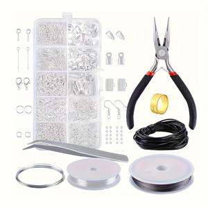 TEMU 900개 펜치 포함 쥬얼리 만들기 키트 - DIY 비즈 장식 툴킷, 목걸이 귀걸이 만들기 용품, 부속품 및 수리 도구가 포함된 성인 초보자 세트