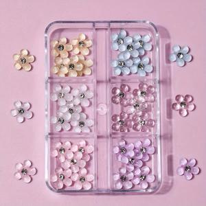TEMU 30-피스 귀여운 플로럴 레진 네일 아트 꾸미기 세트 - 무향, 3D 플라워 네일 장식 DIY 매니큐어 뷰티 액세서리 키트