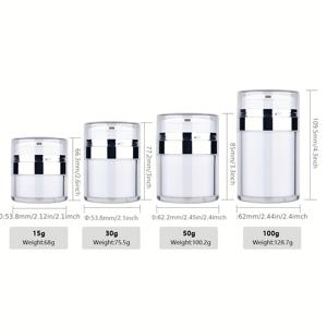 TEMU 1pc 펌크 크림 재, 누출 방지, 여행용, 15ml/30ml/50ml/100ml, 탈레이트 프리, 피부 관리 및 화장품에 적합, 피부 관리 보관 | 세련된 화이트 디자인 | 내구성 있는 플라스틱, 크림 재 여행