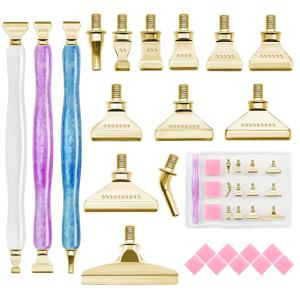 TEMU 쥬얼리 만들기 키트 22PCS 페인팅 펜 액세서리 도구 세트, 1PCS 글리터 아트 펜 및 12개 컬러풀 메탈 스크류 스레드 멀티 플레이서 팁, DIY 아트용 레진 드릴 펜|보석십자수