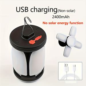 TEMU 태양광+USB/USB LED 캠핑 랜턴, 충전식 4500mAh 1000LM 비상용 파워뱅크, 접이식 6가지 조명 모드, 사진 촬영 및 포즈 소품, 장면 장식에 사용 가능|보조배터리|캠핑랜턴