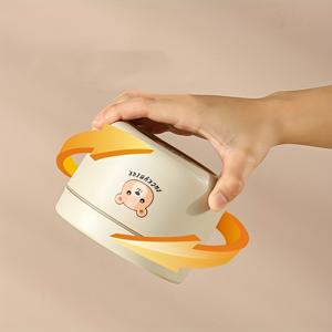 TEMU 전자레인지 사용 가능한 스테인리스 보온 도시락통과 수프 그릇 세트 - 학생 및 직장인을 위한 휴대용 다층 밀폐 벤토 박스 - 귀여운 곰무늬 패턴 스테인리스 도시락 액세서리