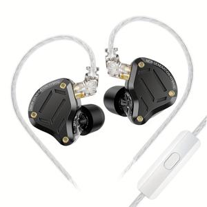 TEMU KZ ZS10 PRO 2 이어버드 헤드폰, 스테인리스 스틸 페이스플레이트가 장착된 인-이어 모니터, 4BA+1DD 듀얼 드라이버, 분리 가능한 2핀 케이블, 비방수 플라스틱 구조, 푸시 버튼 컨트롤, 통화 기능, 3.5mm 잭, 이어 쿠션 포함, 휴대폰용, 마이크 기능이 있는 성인용 반개방형 이어폰