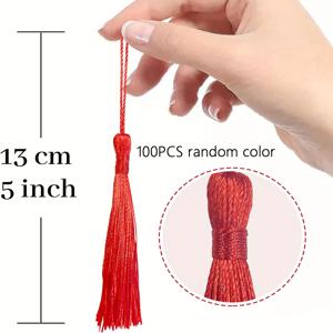 TEMU 100개 미니 폴리에스테르 태슬, DIY 공예, 책갈피 장식 및 선물 만들기용 - 컬러풀 동화 테마 매달린 장식