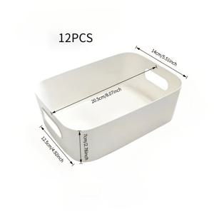 TEMU 12개 백색 플라스틱 보관함, 뚜껑이 있는 보관함, 주방, 욕실, 홈 데코, 화장품, 보석, 잡동사니, 욕실 보관함, 세련된 보관함, 쌓을 수 있는 보관함|수납정리함|화장품정리함|정리함