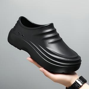 TEMU 남성 편안한 단색 슬립온 작업화, 통기성 미끄럼 방지 오일 방지 주방용 신발