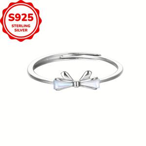 TEMU 1개 패션 S925 스털링 실버 리본 링, 일상 드레싱 주얼리 액세서리 어머니날 선물 또는 졸업 선물용 (0.91g/0.032oz)