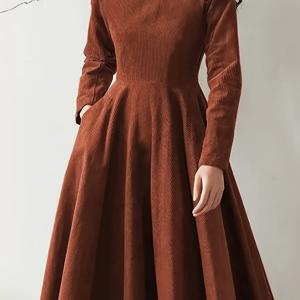 TEMU 여성용 우아한 단색 긴팔 드레스 - 라운드 넥, 지퍼 백, 세탁기 사용 가능, 봄/가을 사무실 & 캐주얼 착용, 엘레강스 블라우스, 스프링 패션, 세련된 스타일, 구조적 핏, 패션 애호가를 위한