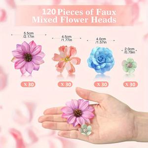 TEMU 120개 혼합 색상 인공 꽃, 꽃, 데스크탑 장식, DIY 케이크 만들기 가랜드, 다용도 현관 장식. 크리스마스 웨딩 장식