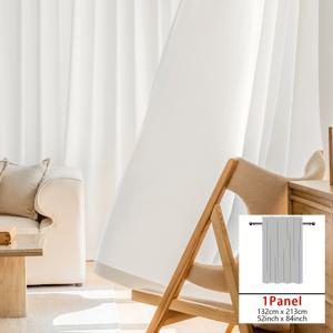 TEMU 1 패널 화이트 시어 커튼 패널, 115GSM 크라운 실, 스크래치 및 후크 저항성, 반투명 빛 필터링, 쉬운 걸기용 로드 포켓 탑, 거실/침실/발코니/스터디룸 장식에 완벽한 디자인의 파티오 도어 트리트먼트 | 거실용 라이트필터 드레이프|커튼봉