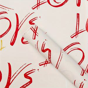 TEMU 20장 짜리 사랑 테마 꽃다발 포장지 - 하트 & 장미 프린트, 꽃꽂이 및 선물 포장용 종이 공예 용품 (재질: 종이; 색상: 흰색, 빨간색, 검정색)